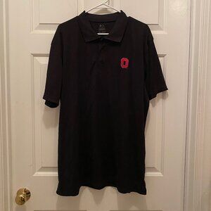 Ohio State University OSU Buckeyes Black Red Logo Short Sleeve Polo Shirt 2XL
